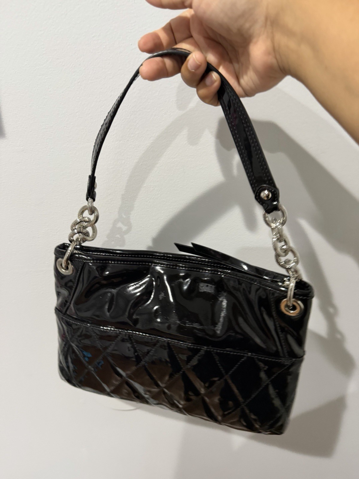 Coach Black Patent Leather Poppy Shoulder Bag 18673 Purse Y2K F