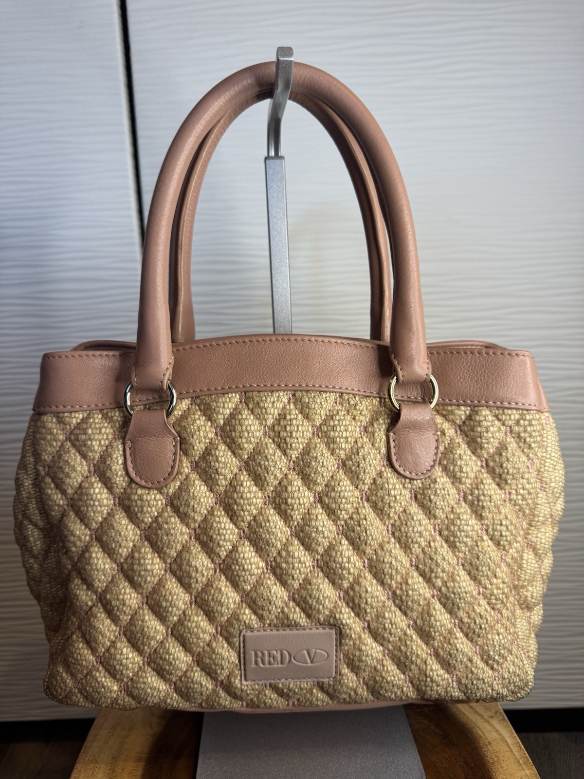 RED VALENTINO Quilted Mesh And Leather Tote Bag With Double Handles.