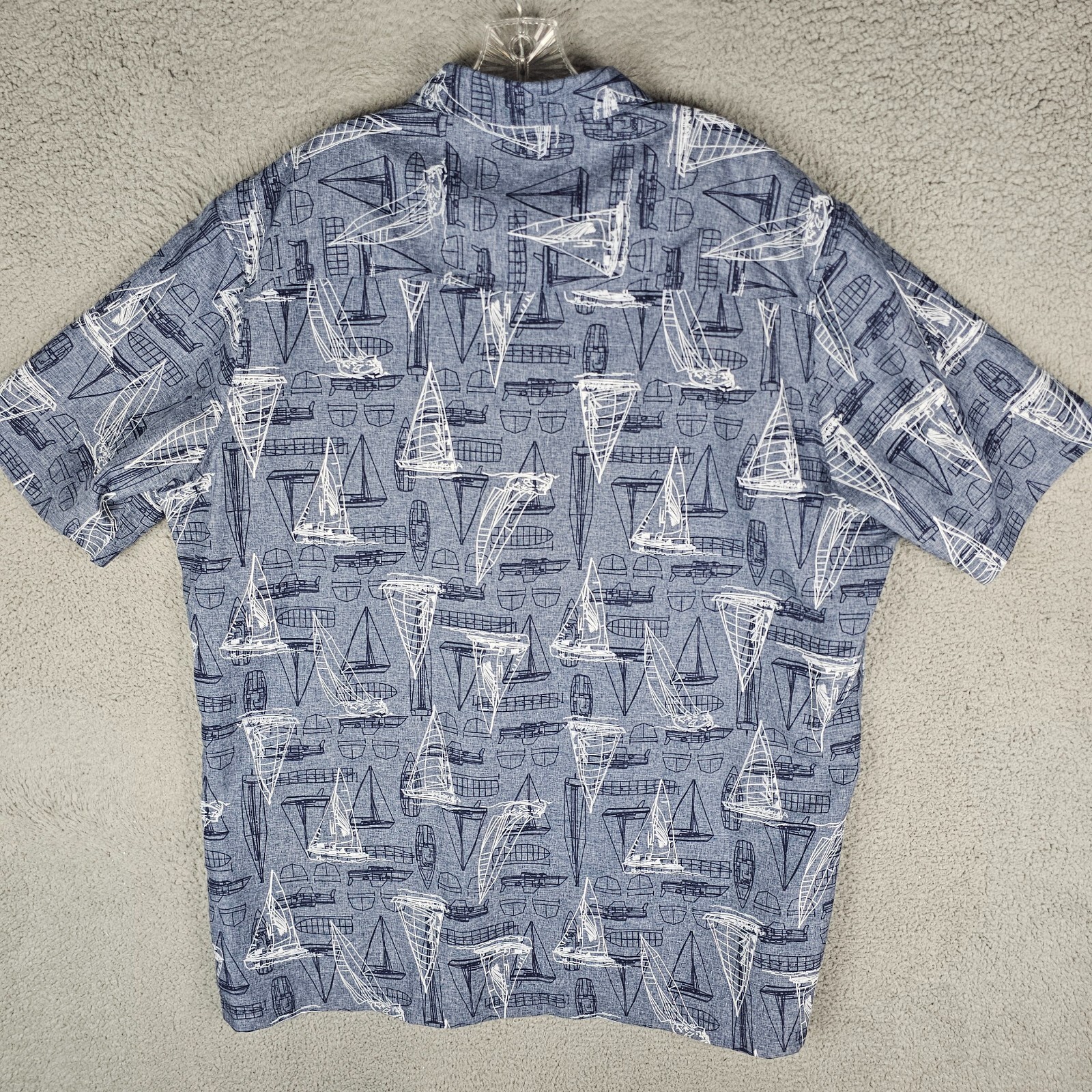 Croft & Barrow Shirt Mens XLT Blue Nautical Sailboat Print Quick Dry Button Down