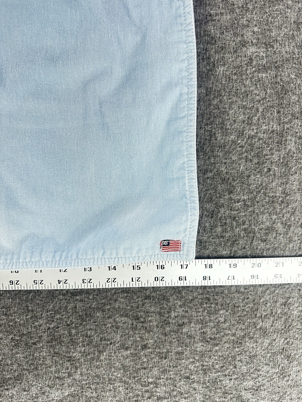 Polo Ralph Lauren RLL Pocket Square Blue Chambray Cotton Denim 17 1/2 in x 12 in