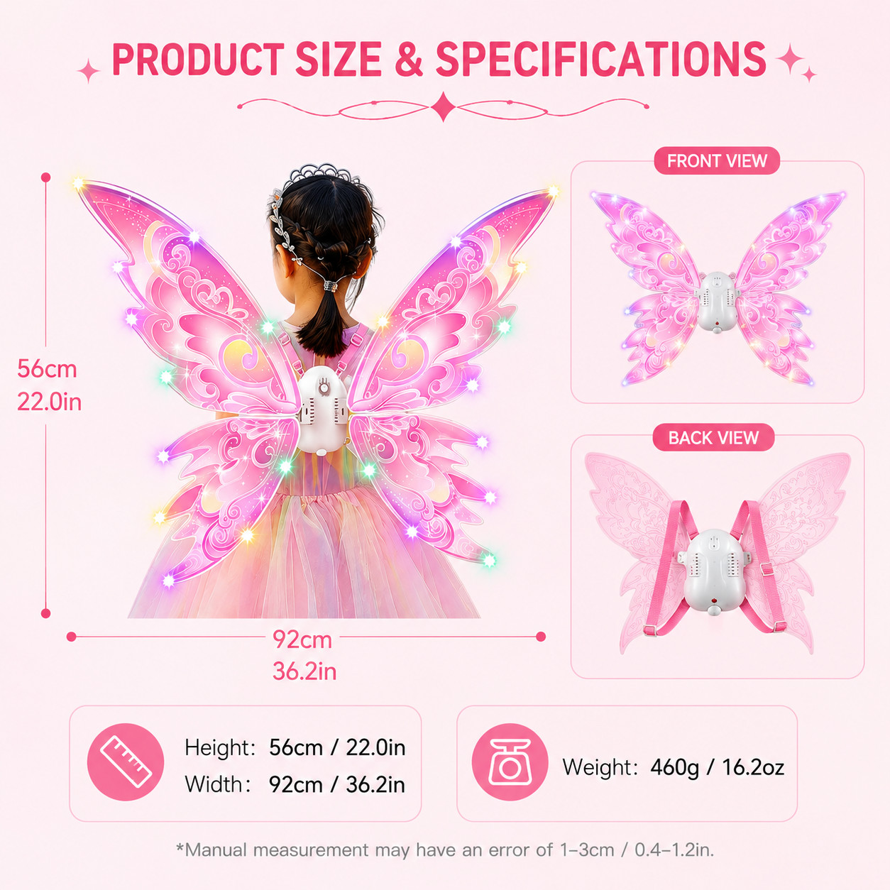 Light Up Butterfly Wings LED Flapping Fairy Costume for Kids & Adults Costume PT