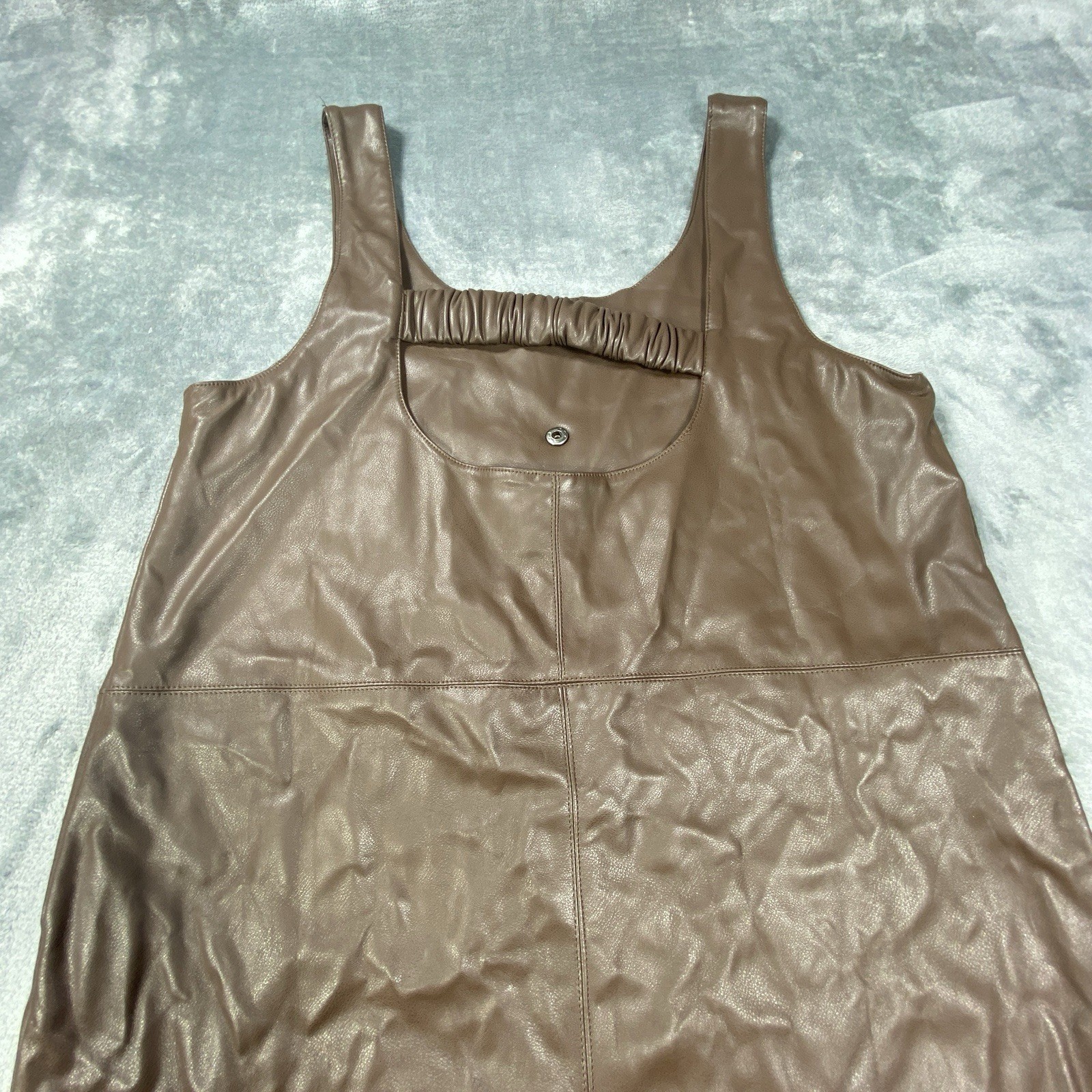 Molly Bracken Dress Brown Medium Womens Faux Leather Vegan Jumper Pinafore Boho