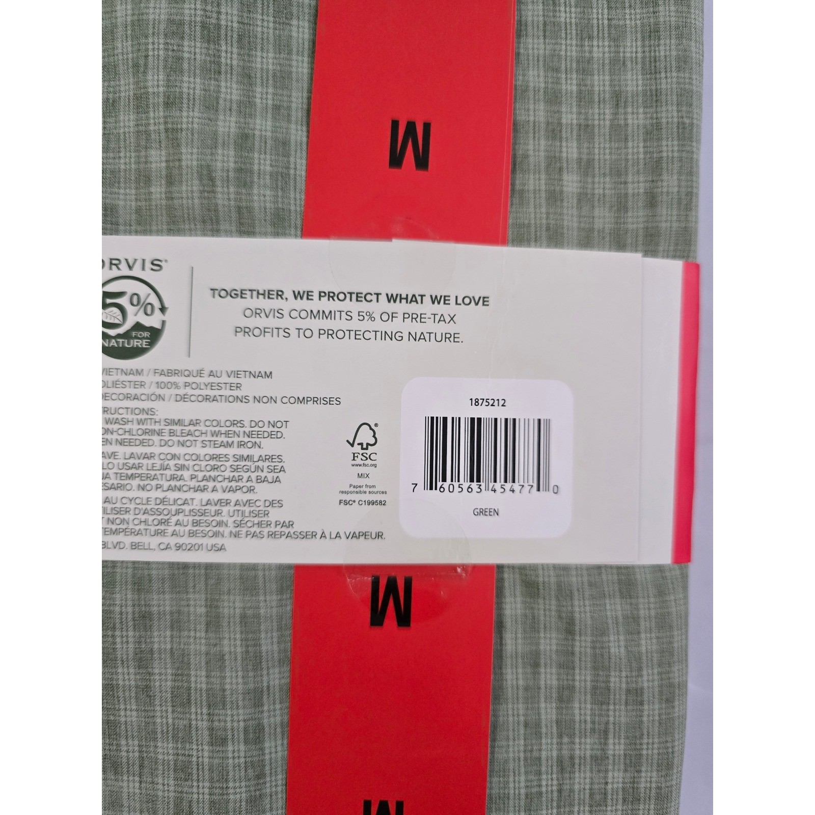 Orvis Mens Short Sleeve Tech Shirt Green Plaid UPF 30+ Quick Dry Medium NWT