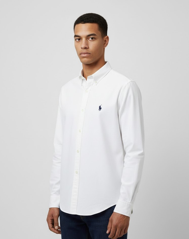 Polo Ralph Lauren White Oxford Shirt Black logo Classic Fit All Sizes Brand New