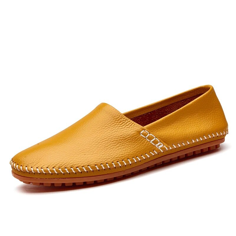 Genuine Leather Men Casual Shoes Lightweight Loafers Slip on Flats Driving Shoes