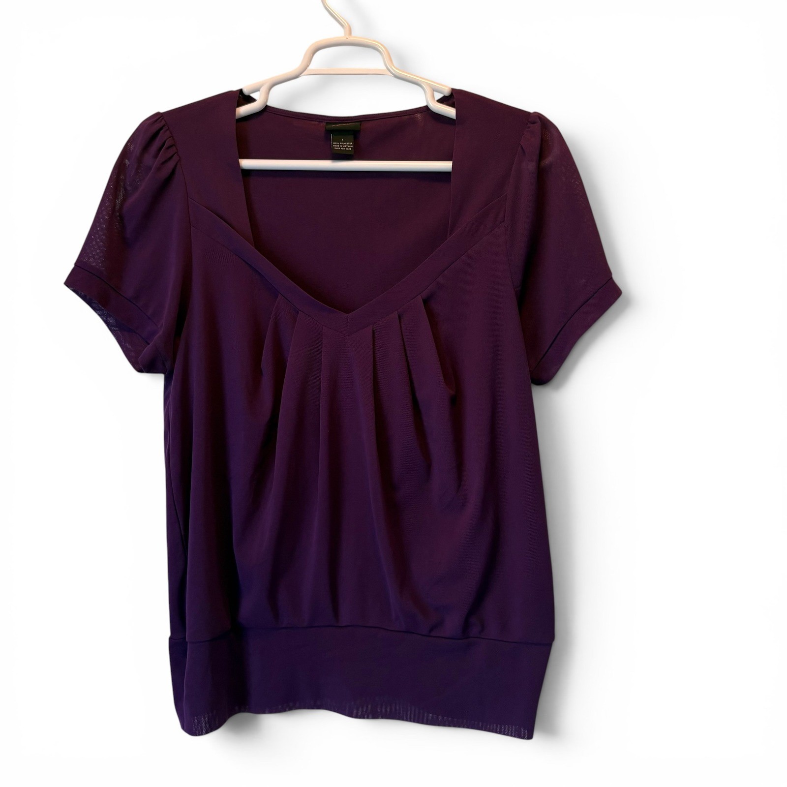 Torrid Purple V-Neck Pleated Puff Sheet Sleeve Banded Hem Blouse Top Women’s 1