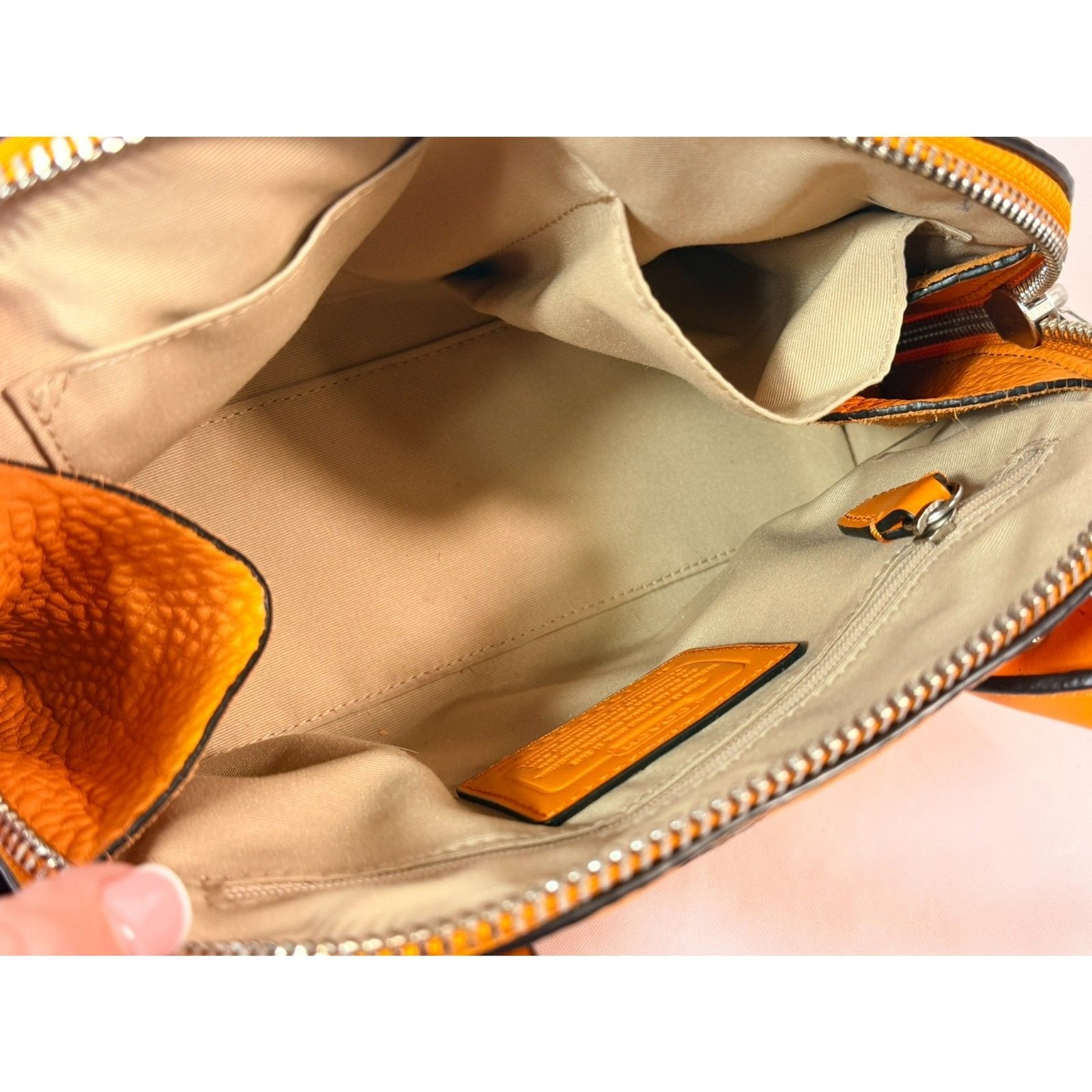 COACH Bleecker Leather Mini Preston Satchel Bright Mandarin F30143 Bowler RARE