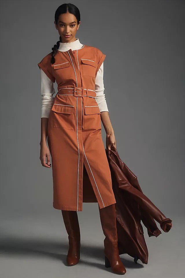 Mare Mare x Anthropologie Utility Shirt Dress Size L New Without Tags RRP: £95