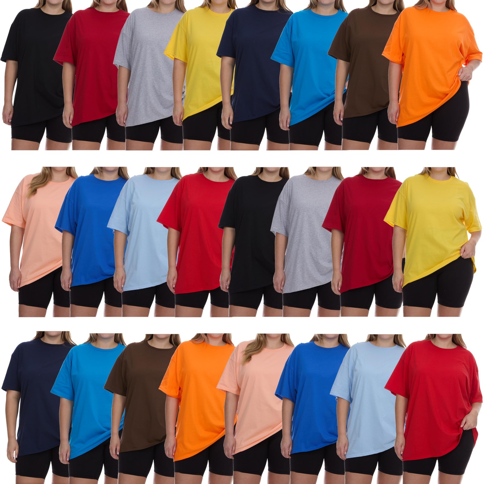 BILLIONHATS Womens Crew Neck Short Sleeve Baggy Loose Tops Oversize Tees