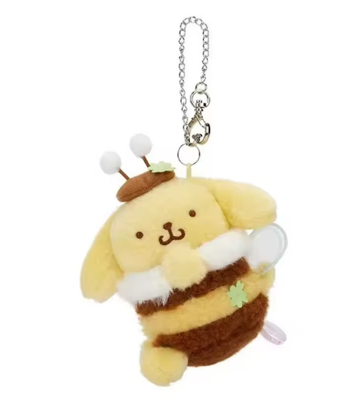 Pompompurine Dog Plush Keychain Angel Fairy Key Charm Bumble Bee Satin Clip Bag