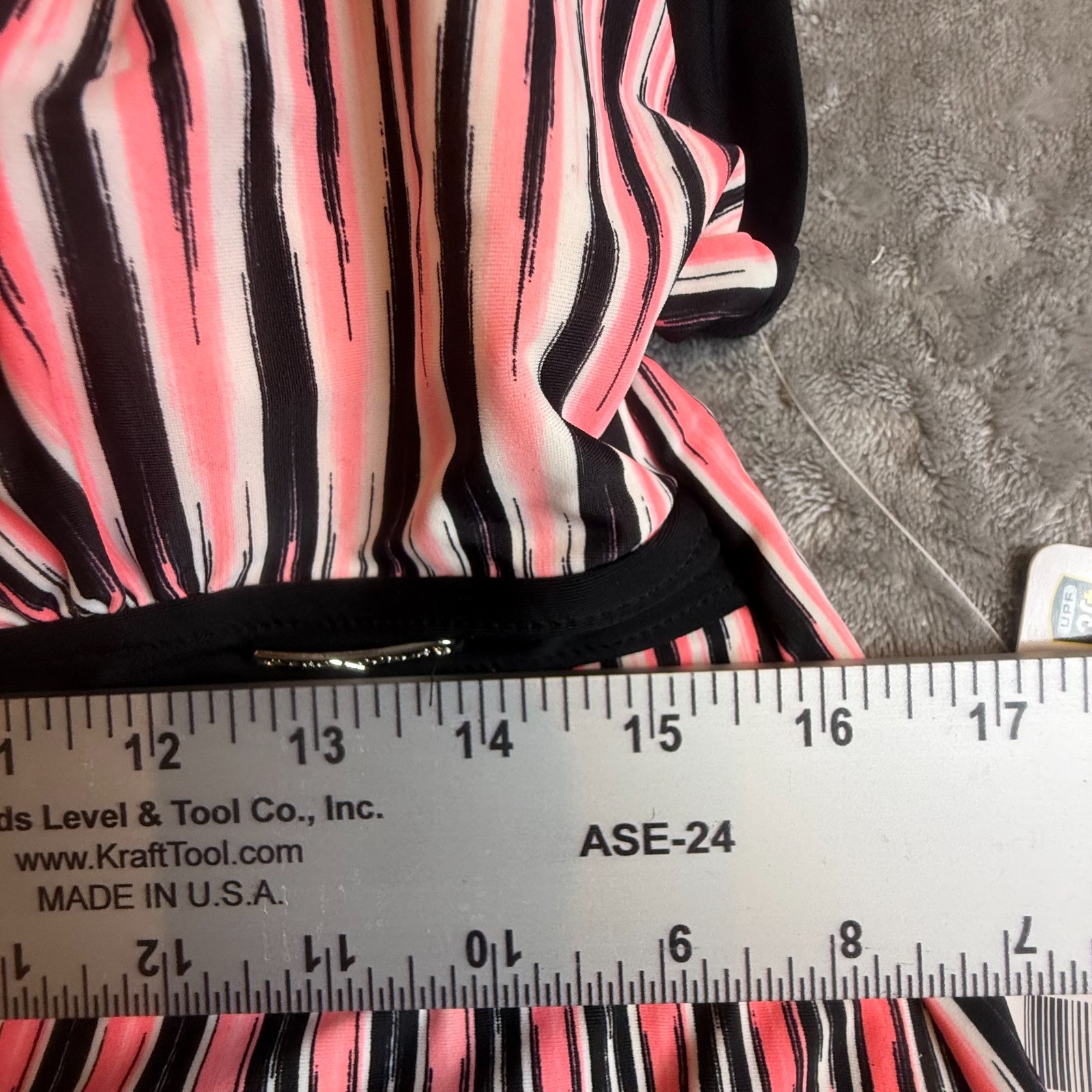 NWT ZeroXposur Starfish Tankini Top Size 16 Pink Black Striped Swim Top UPF 30+