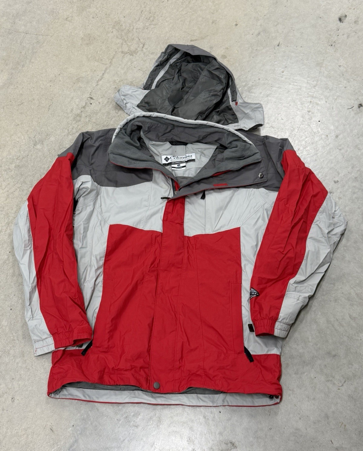 Columbia Interchange Men’s S 3-in-1 Hooded Full Zip Jacket Stand-Up Red/Gray