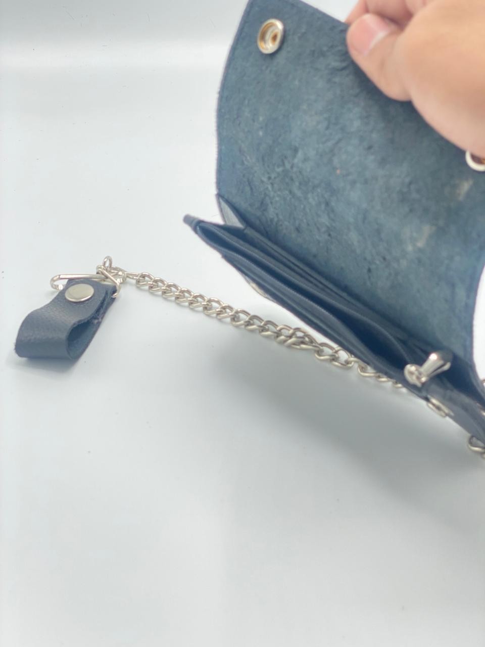 Men’s Genuine Leather Motorcycle Chain Wallet with Belt Loop Hook
