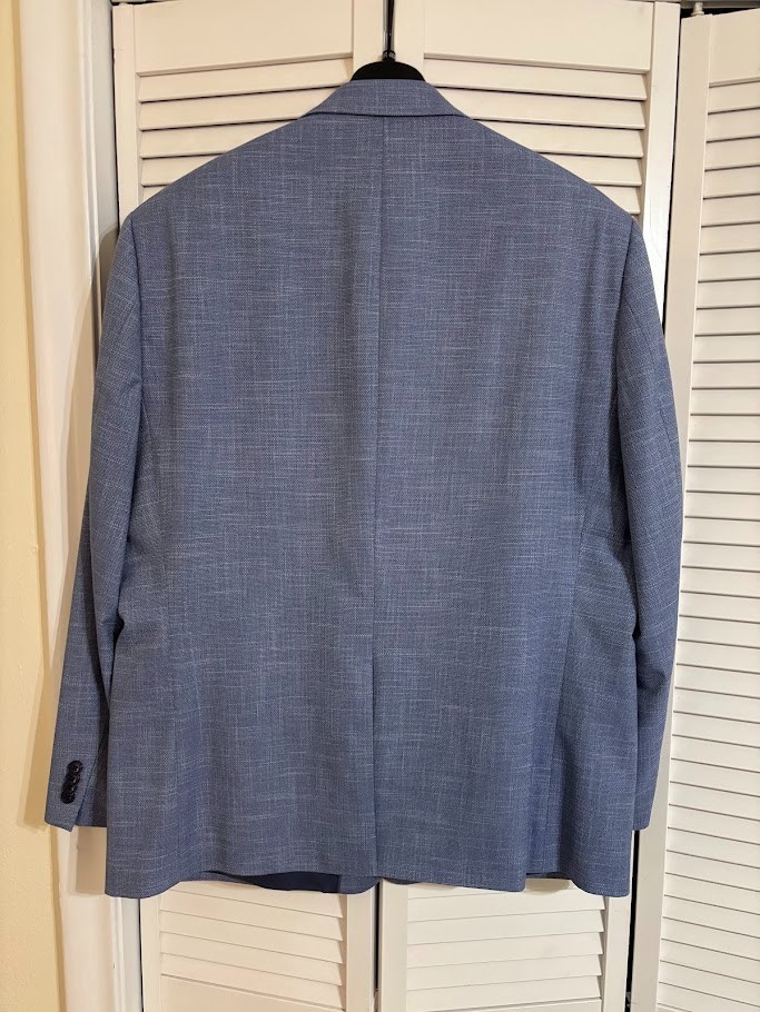 Michael Kors Suit Jacket Mens 46R Light Blue Textured Stretch Blazer Sport Coat