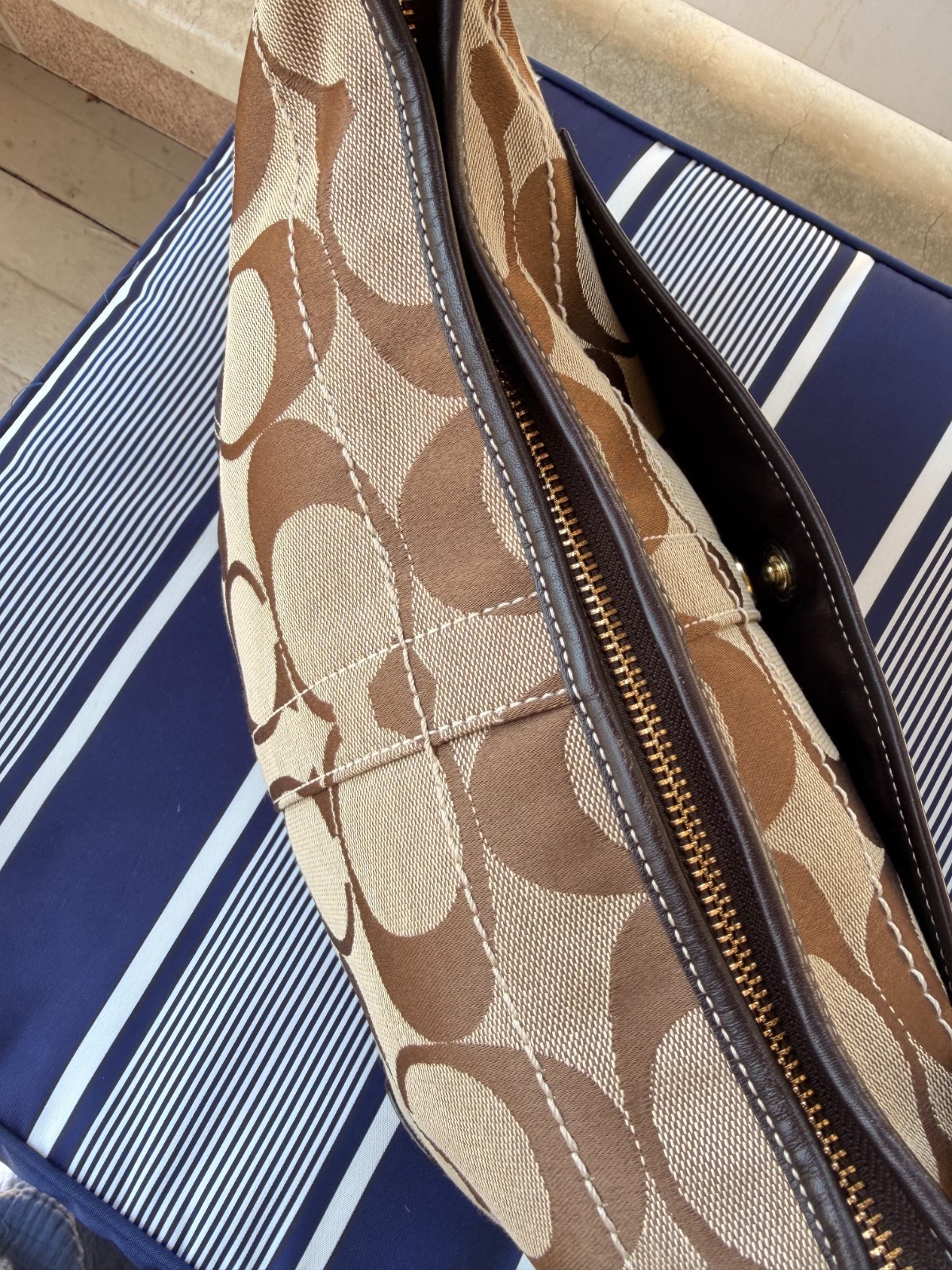 Coach 2007 Y2K Ergo Signature Brown Canvas and Leather Hobo Bag 11290