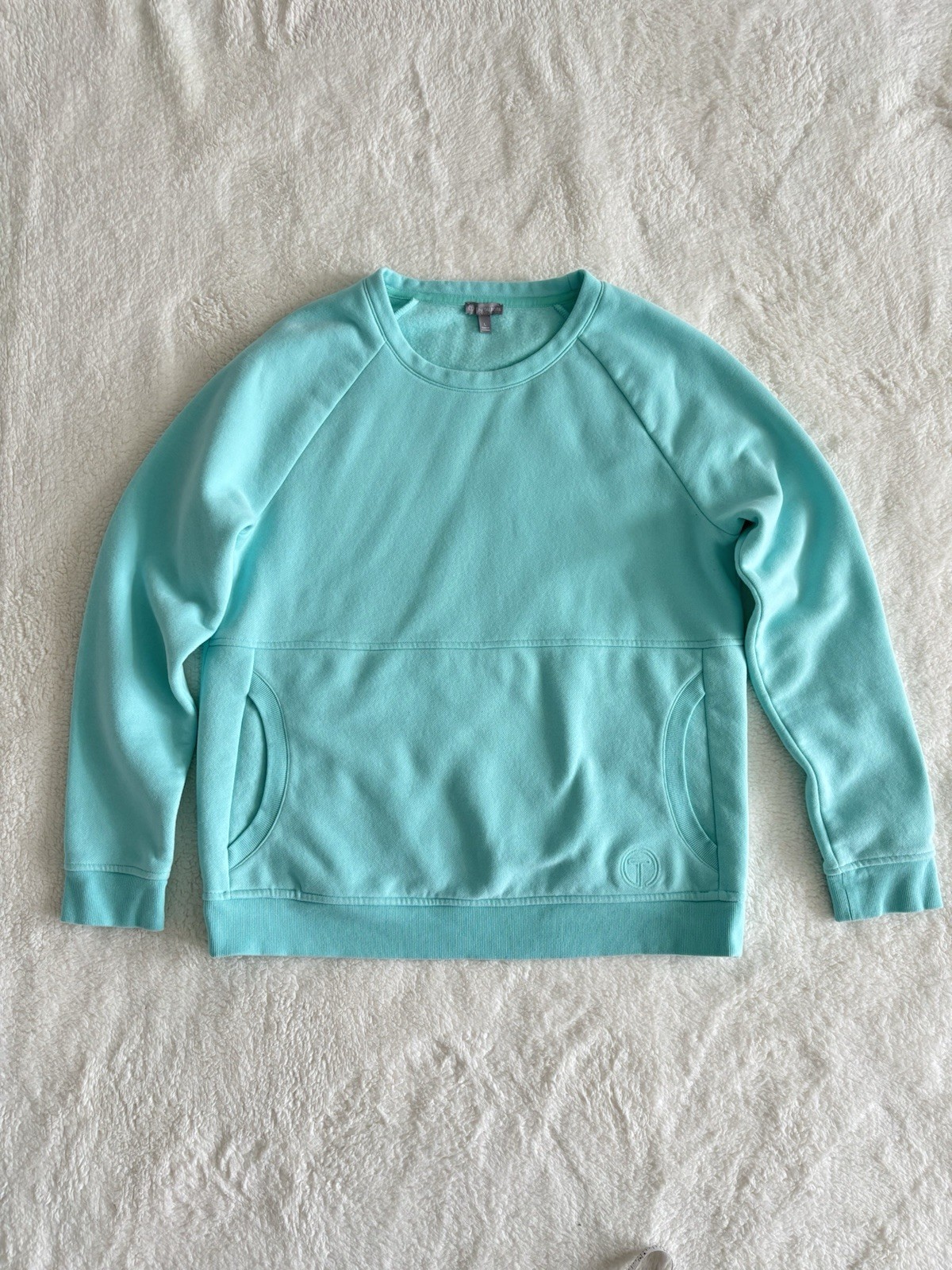 T by Talbots Women’s CLASSIC FRENCH TERRY CREWNECK PULLOVER, Tiffany Blue Color