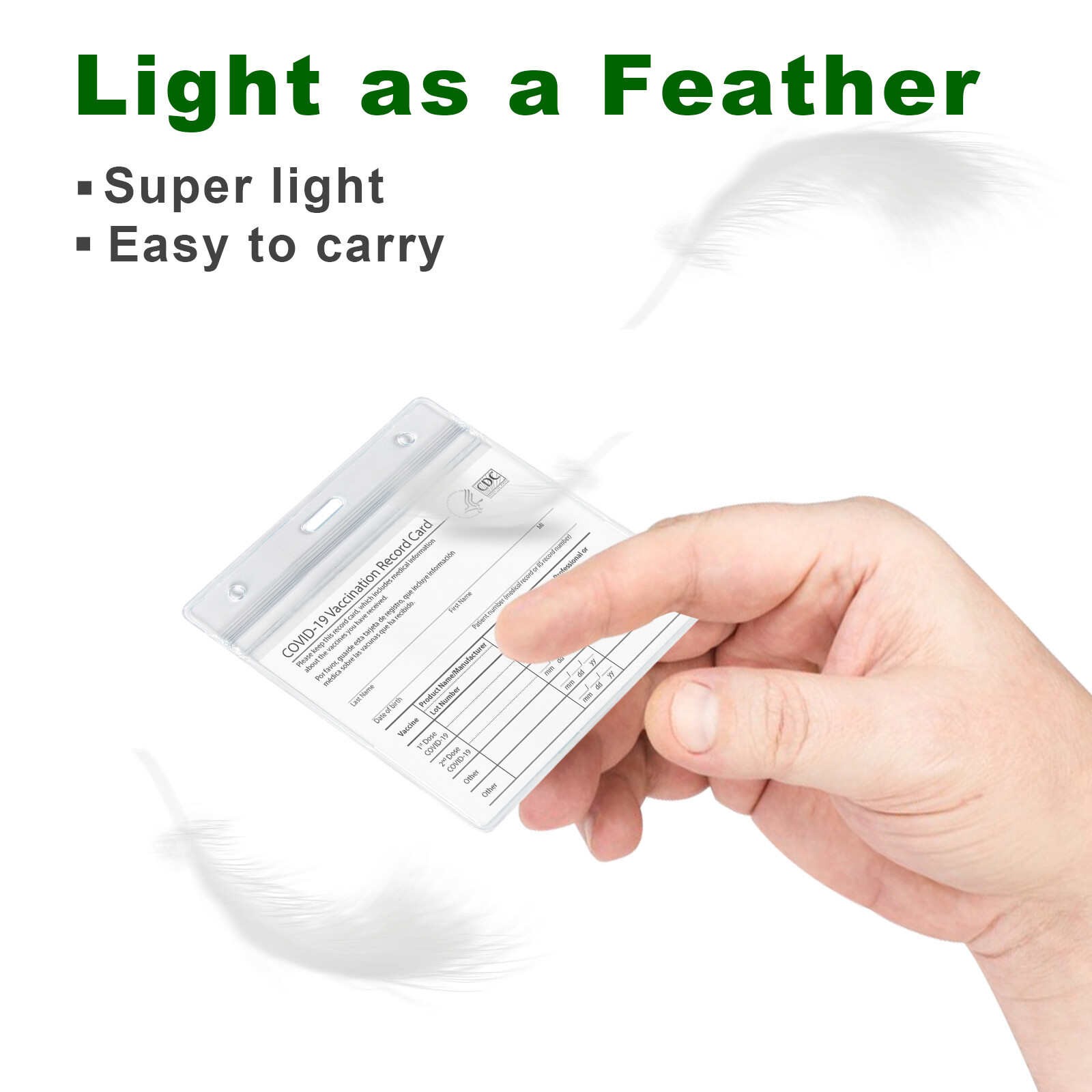 Clear Vaccination Card Protector Cover Case ID Credit Card Holder Badge Sleeve