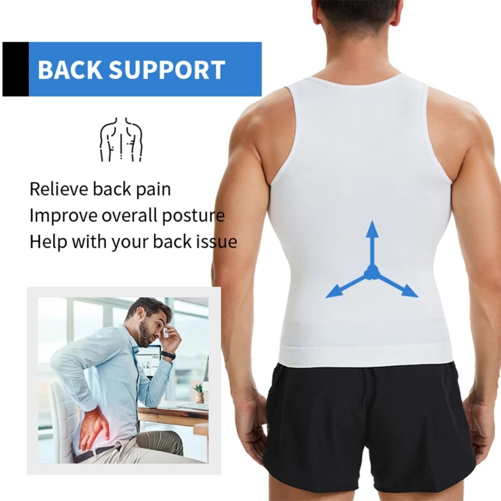 Mens Slimming Body Shaper Vest Moobs Chest Compression T-Shirt Tank Top Fitness
