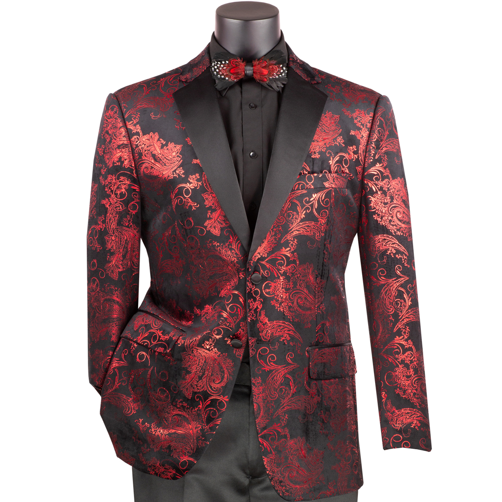 VINCI Men’s Paisley Embossed Tuxedo Dinner Jacket XS-5XL, Multiple Colors – NEW