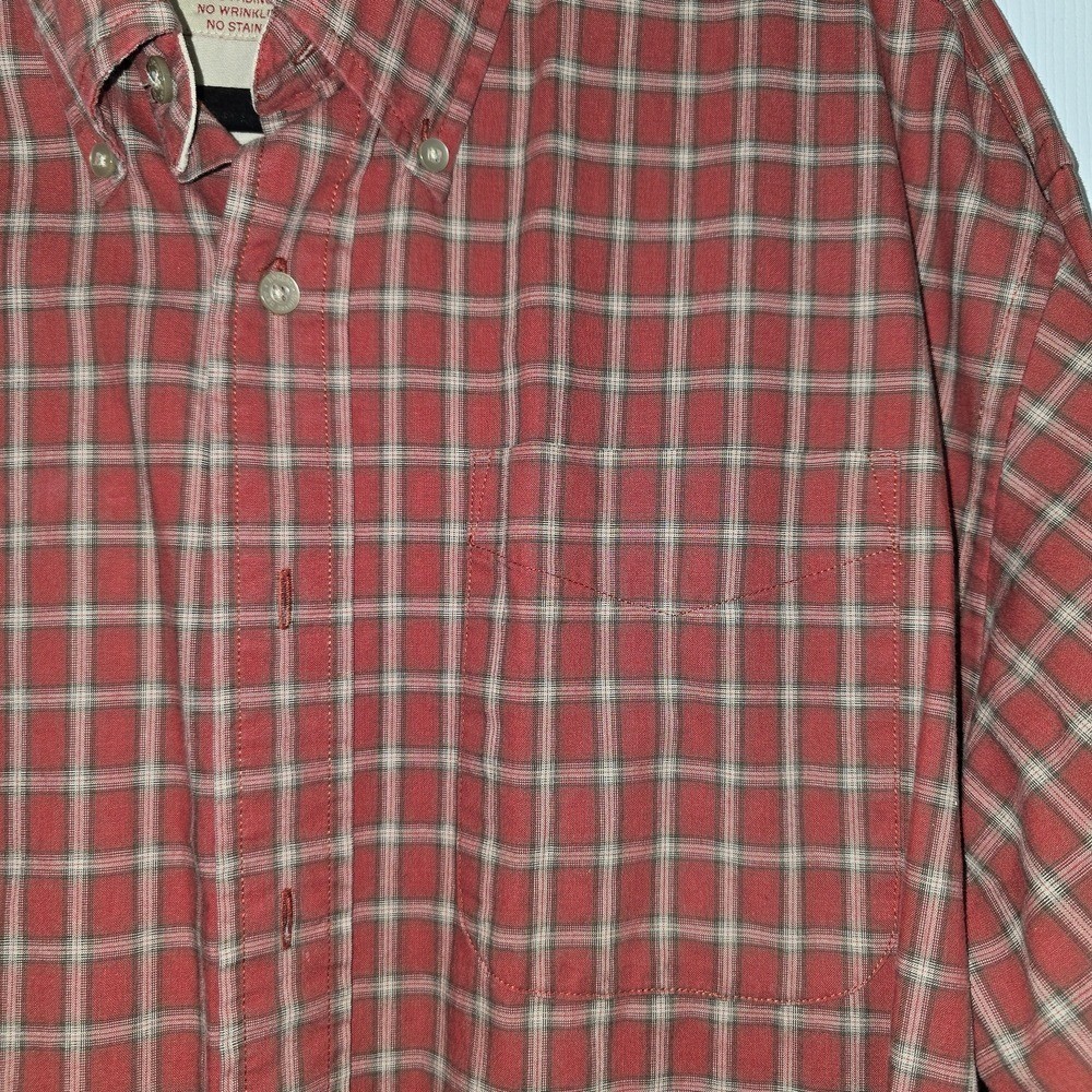 Haggar Forever New Men’s Red, Brown, Tan Plaid Shirt Size XLarge