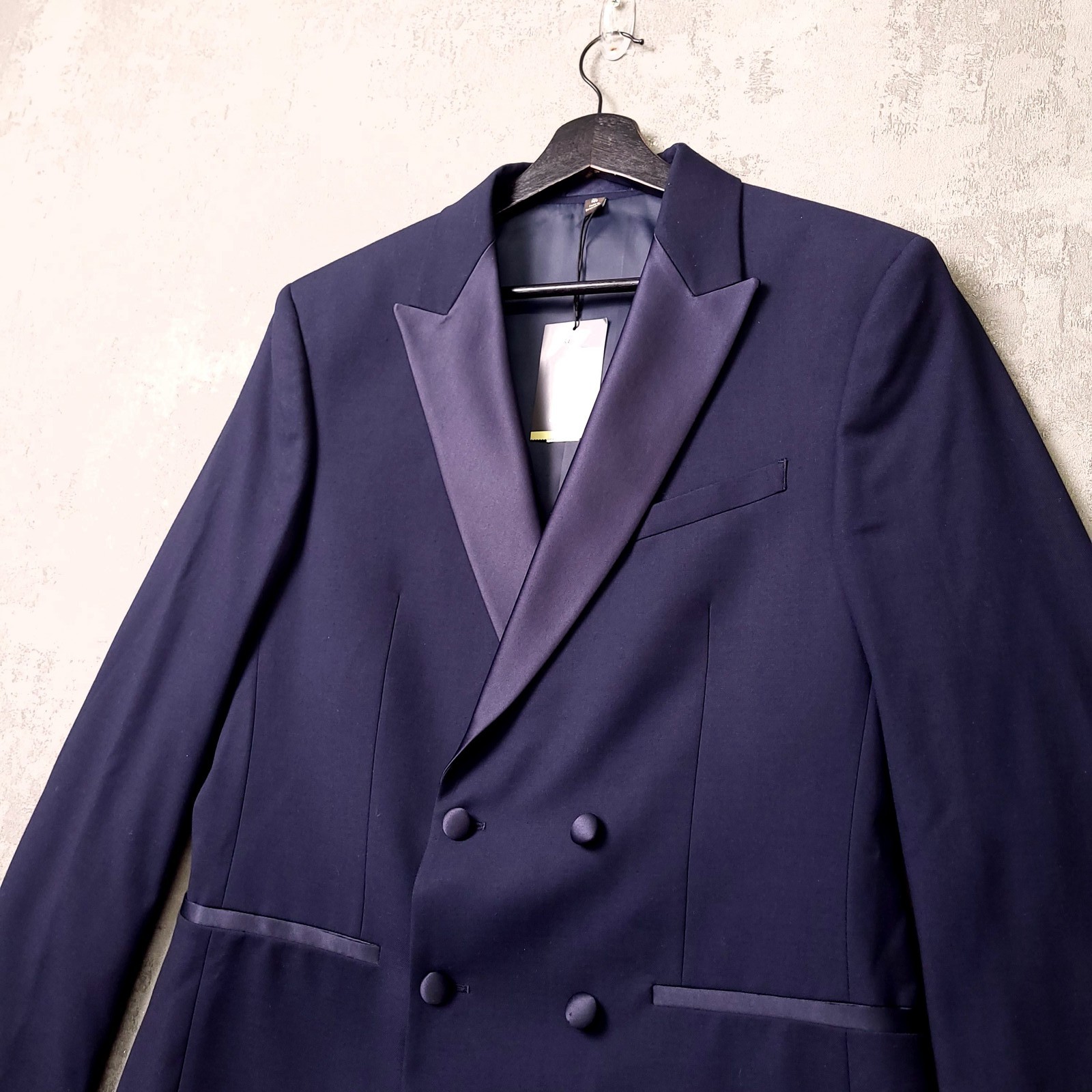 Marks & Spencer Tuxedo Dinner Jacket Mens 40R Slim Fit Navy Double Breasted