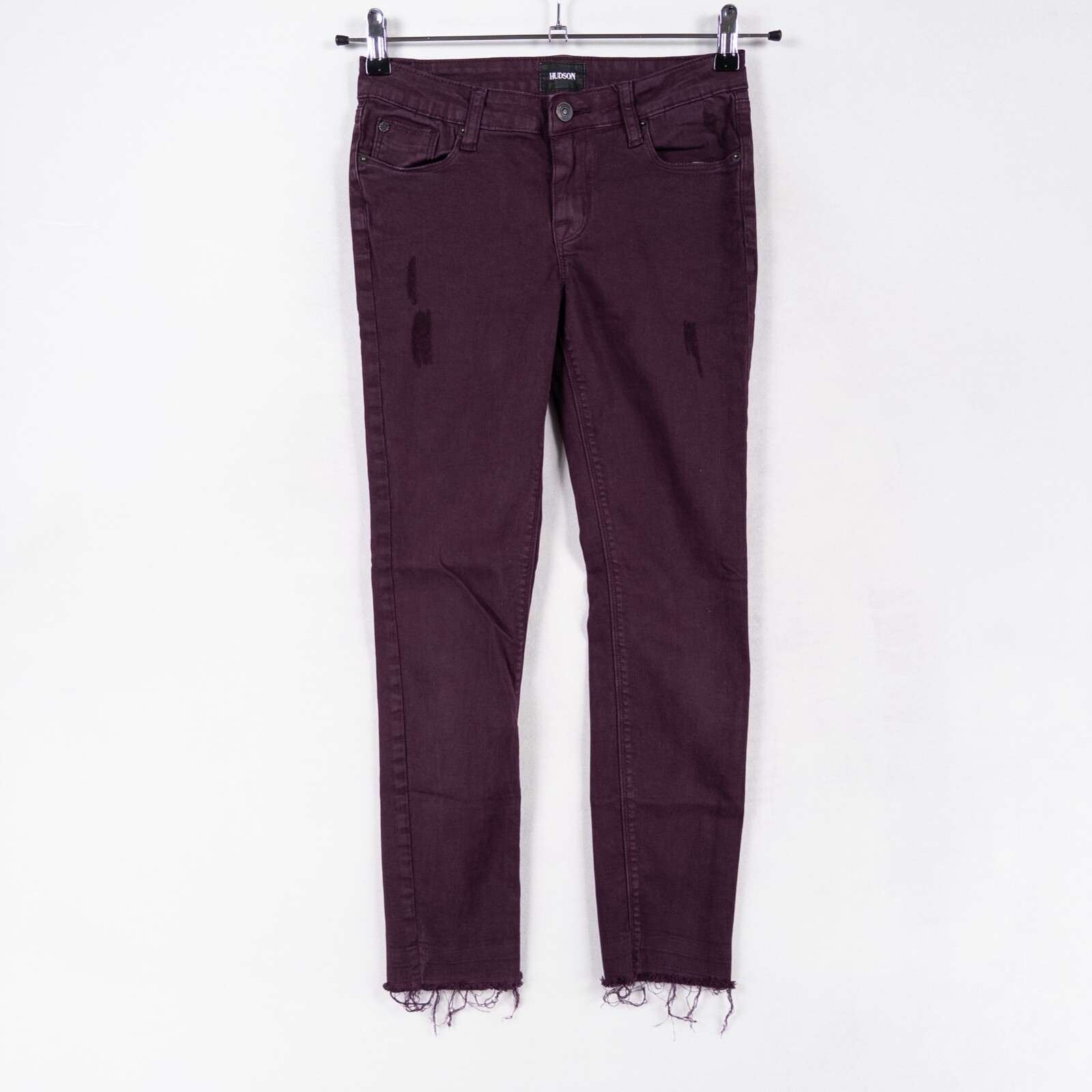 Hudson Jeans Girls 16 Skinny Dark Purple Cotton Spandex Distressed Raw Hems
