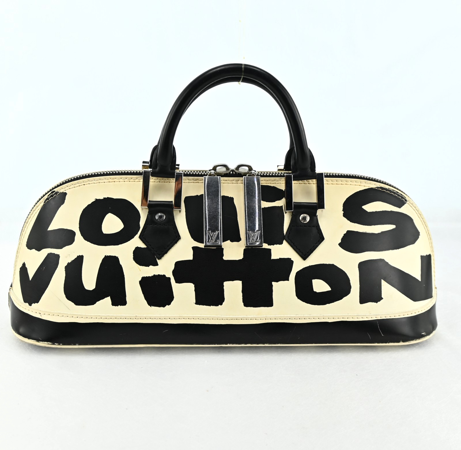 Louis Vuitton Graffiti Alma Horizontal Leather Hand Bag Black White C1974T806