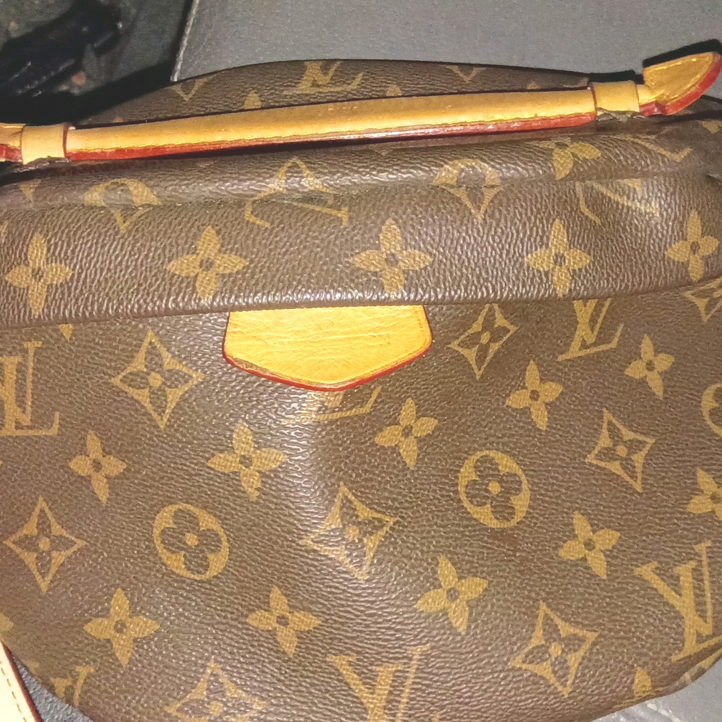 Louis Vuitton Monogram Brown Zip Pouch Bag Purse w/ Gold Hardware
