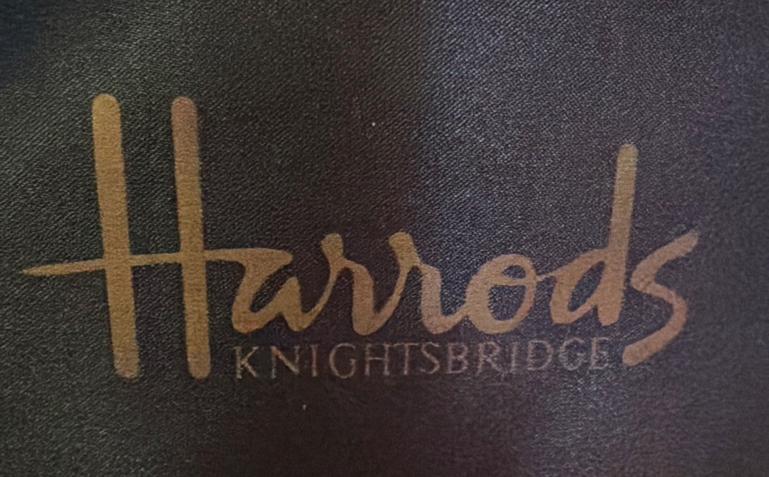 Harrods Black Logo Tote Bag w/ Zip Closure Inner Pockets Double Handles