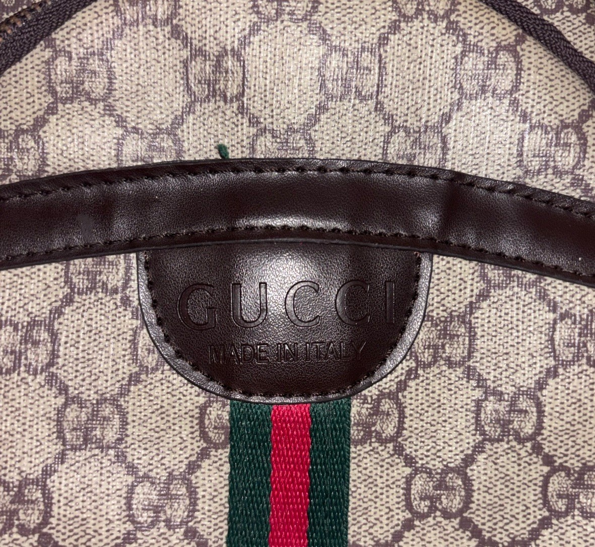 Gucci GG Pattern Web Stripe Crossbody/Shoulder Bag Zip Adjustable Strap Gold