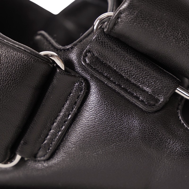 36.5 NEW $1,050 MIU MIU Black PUFFY SUPPLE LEATHER Rugged Rubber Sole SANDALS