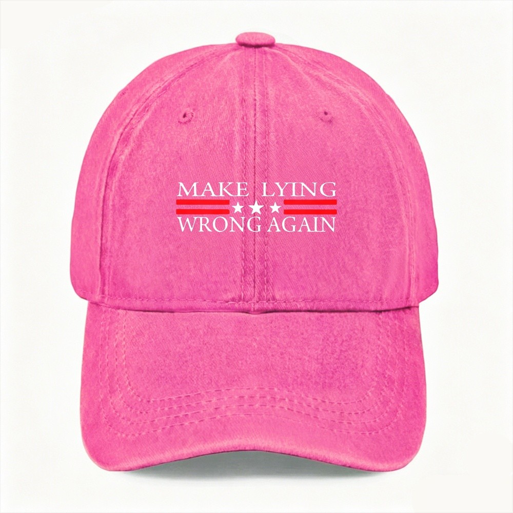 Political Satire Make Lying Wrong Again Washed Baseball Cap Statement Dad Hat