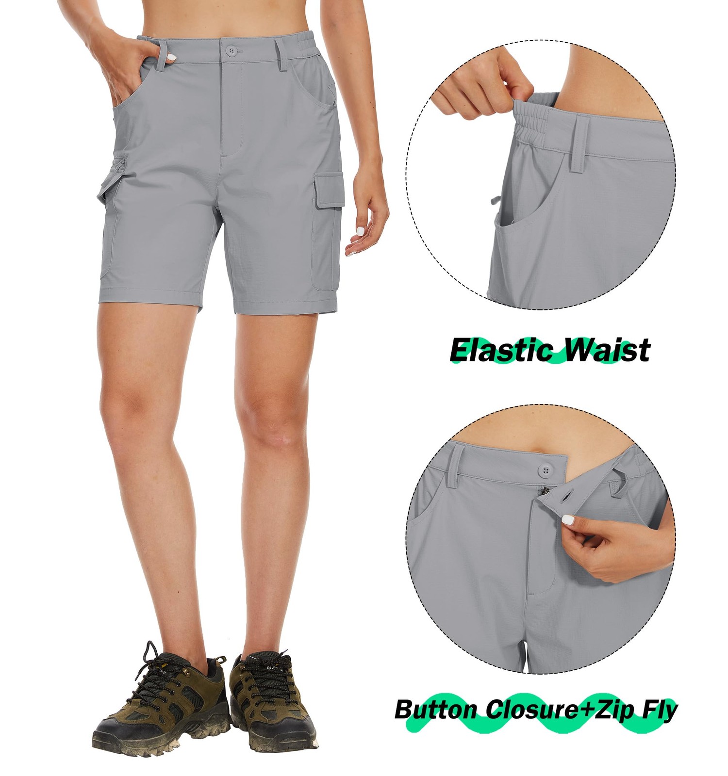 Womens 7″ Hiking Shorts 6 Pocket Lightweight Golf Quick Dry Outdoor Casual Short