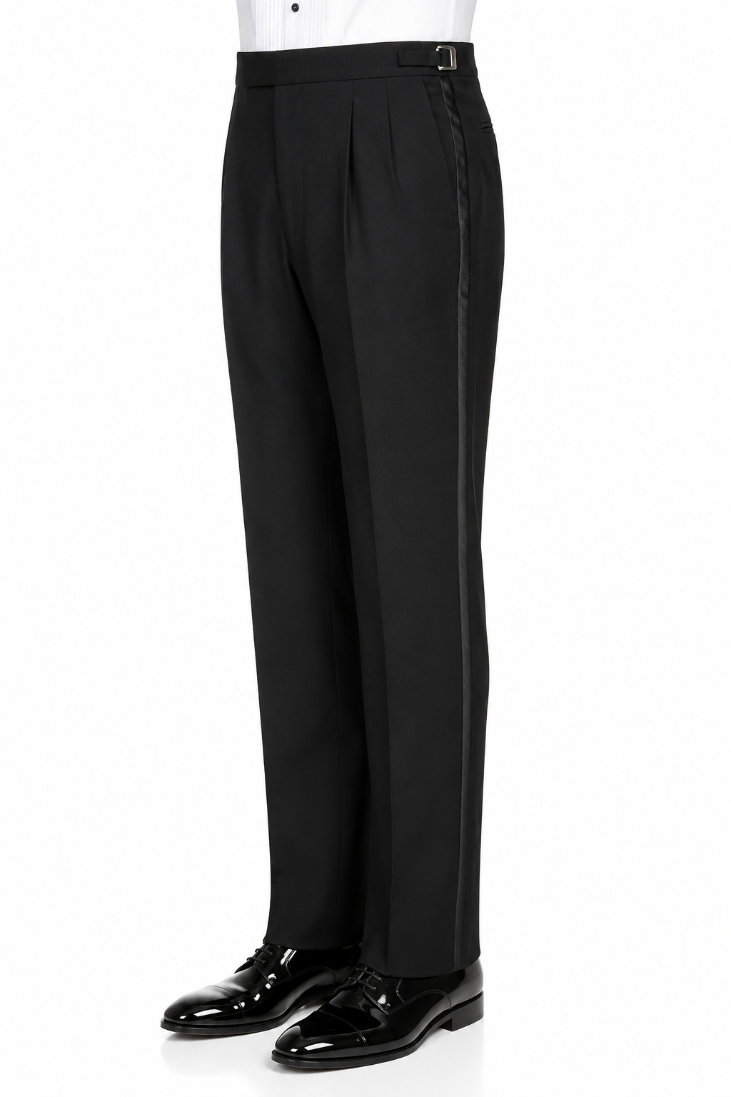 Men’s Black Tuxedo Pants 100% Worsted Wool Wedding Prom 30-32″ Adjustable Waist