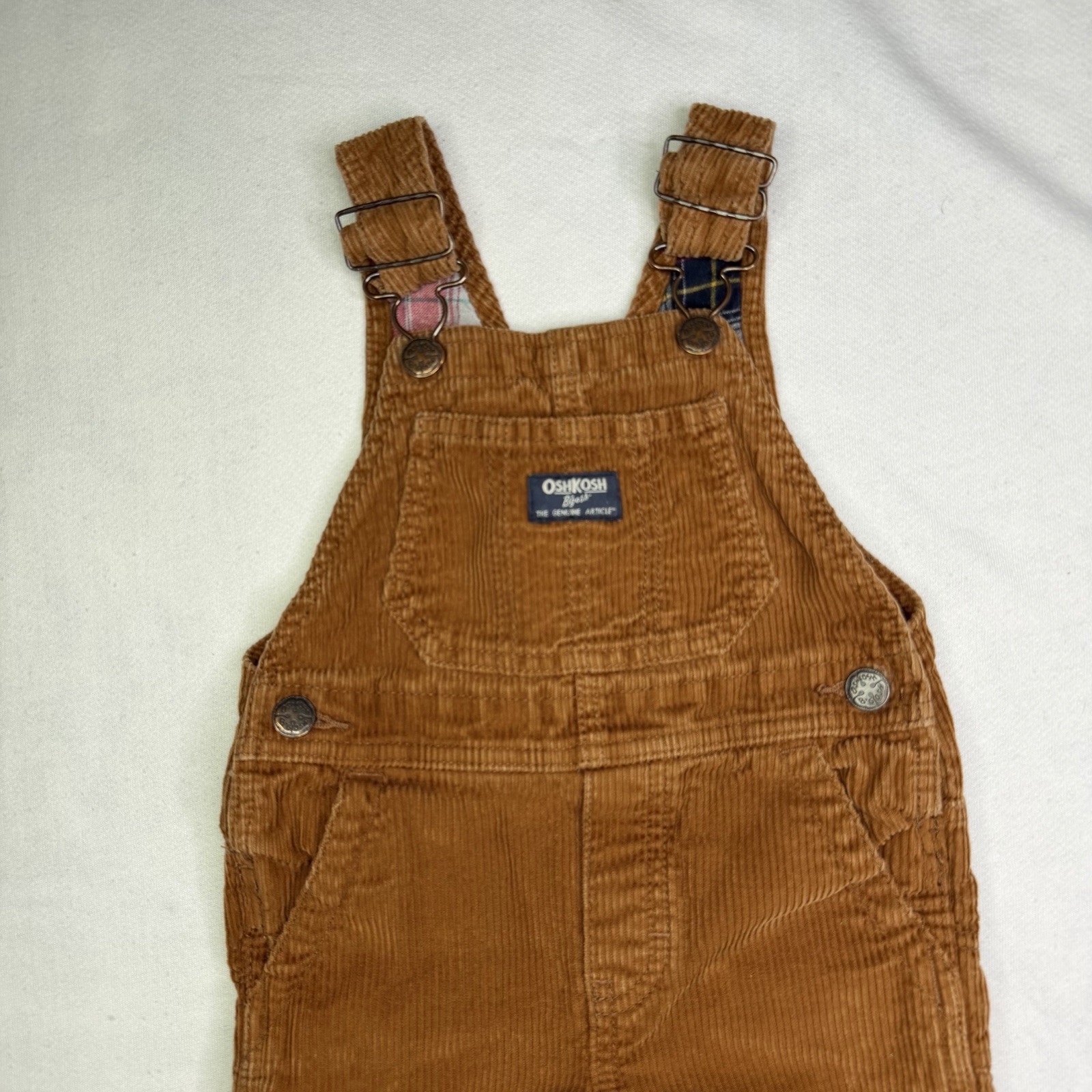 OshKosh B’gosh Baby Overalls Brown Corduroy 2T Infant Boy Girl Snap Legs Vintage