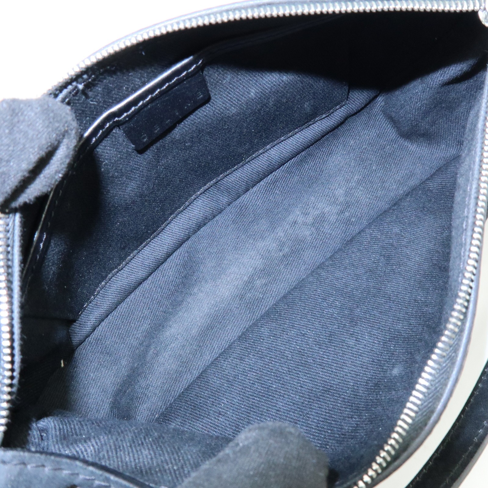 CELINE C Macadam Leather Shoulder Hand Bag Accessory Pouch Black Auth Used F/S