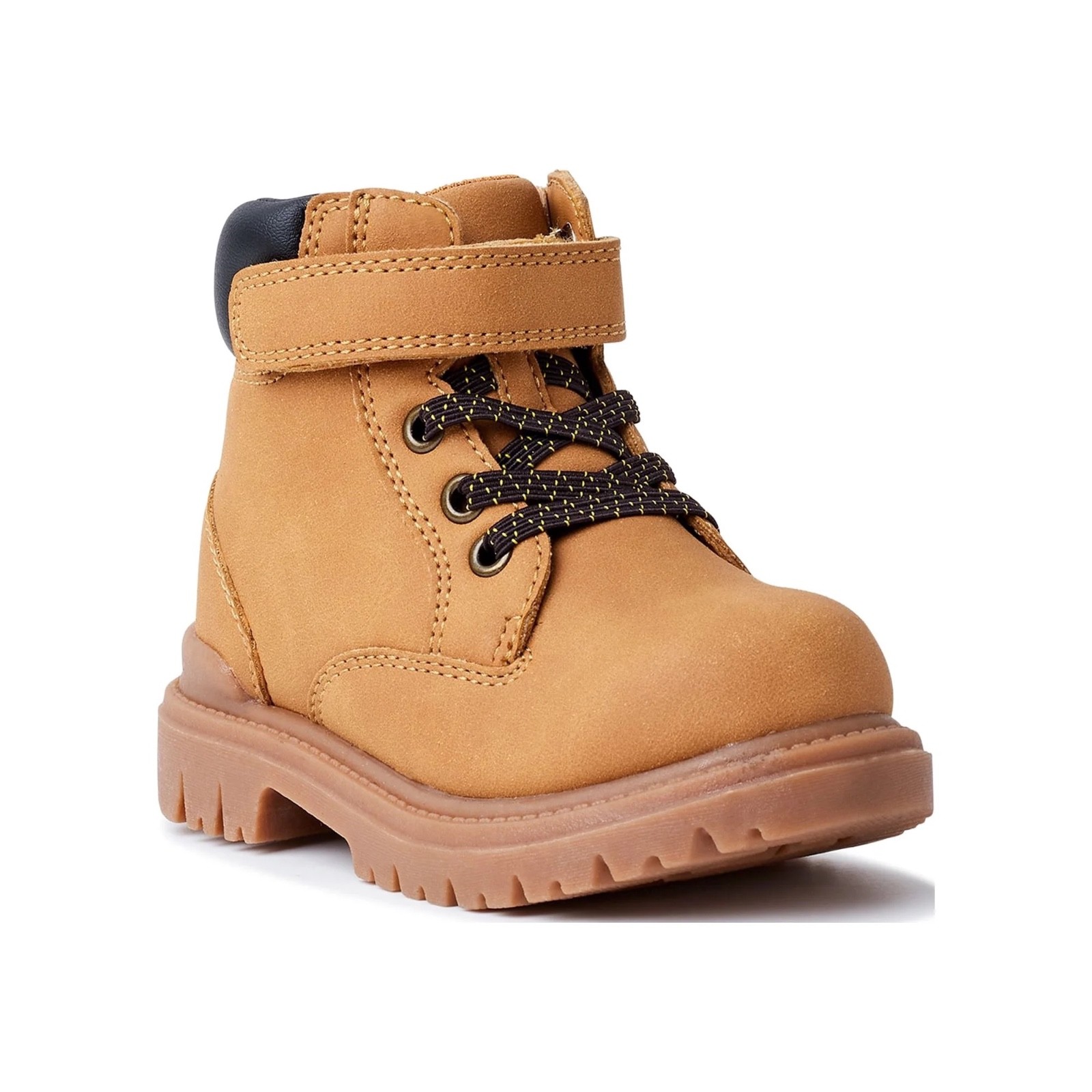 Boys Size 9 Tan Work Boots Trucker Hook Loop Strap Side Zip Slip On Brown Kid Ne