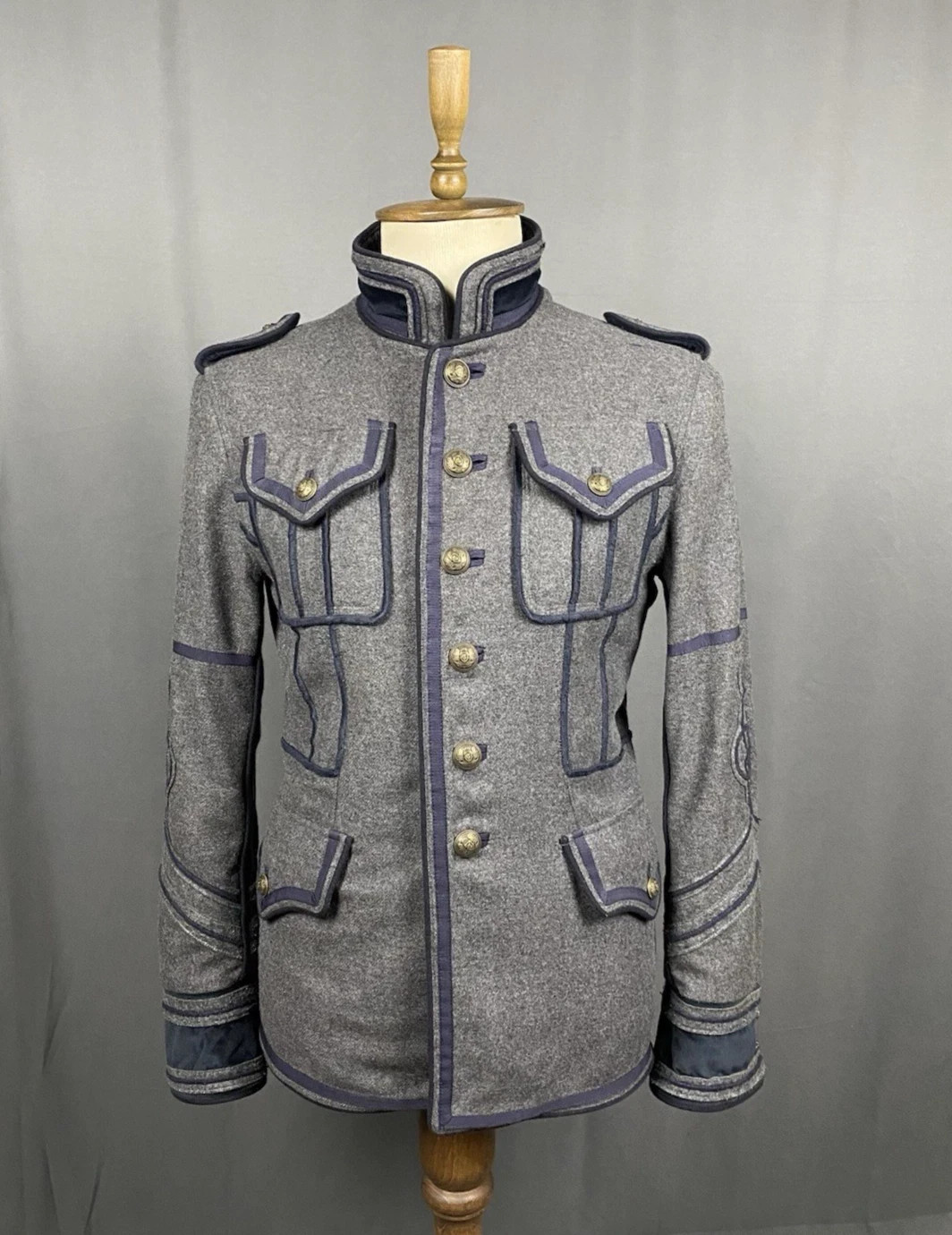 Dolce&Gabbana Runway Gray 2009 Military Napoleon Blazer Size 46 MSRP $2000