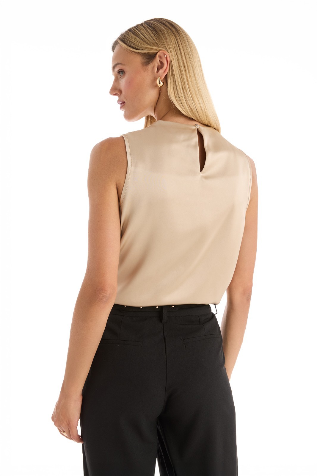 Mara Silky Top Champagne and Black THE NOLI SHOP