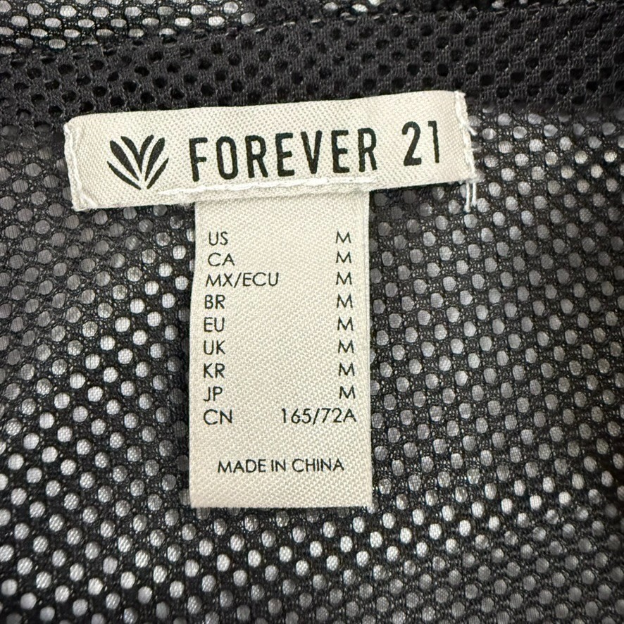 Forever 21 Reflective Hooded Windbreaker Jacket Full Zip Gray Women’s M