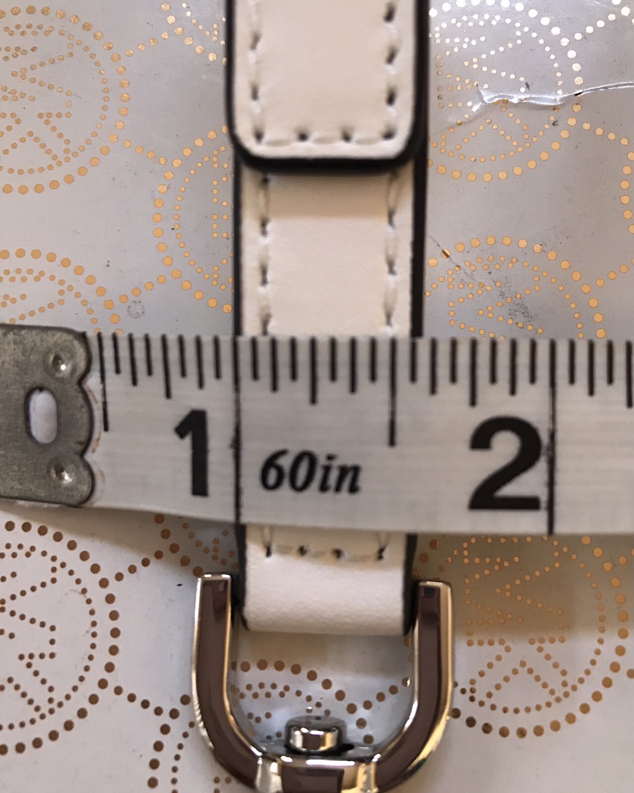 37”x1 3/8”Wide Michael Kors Silver Hardware White Leather Handbag Shoulder Strap