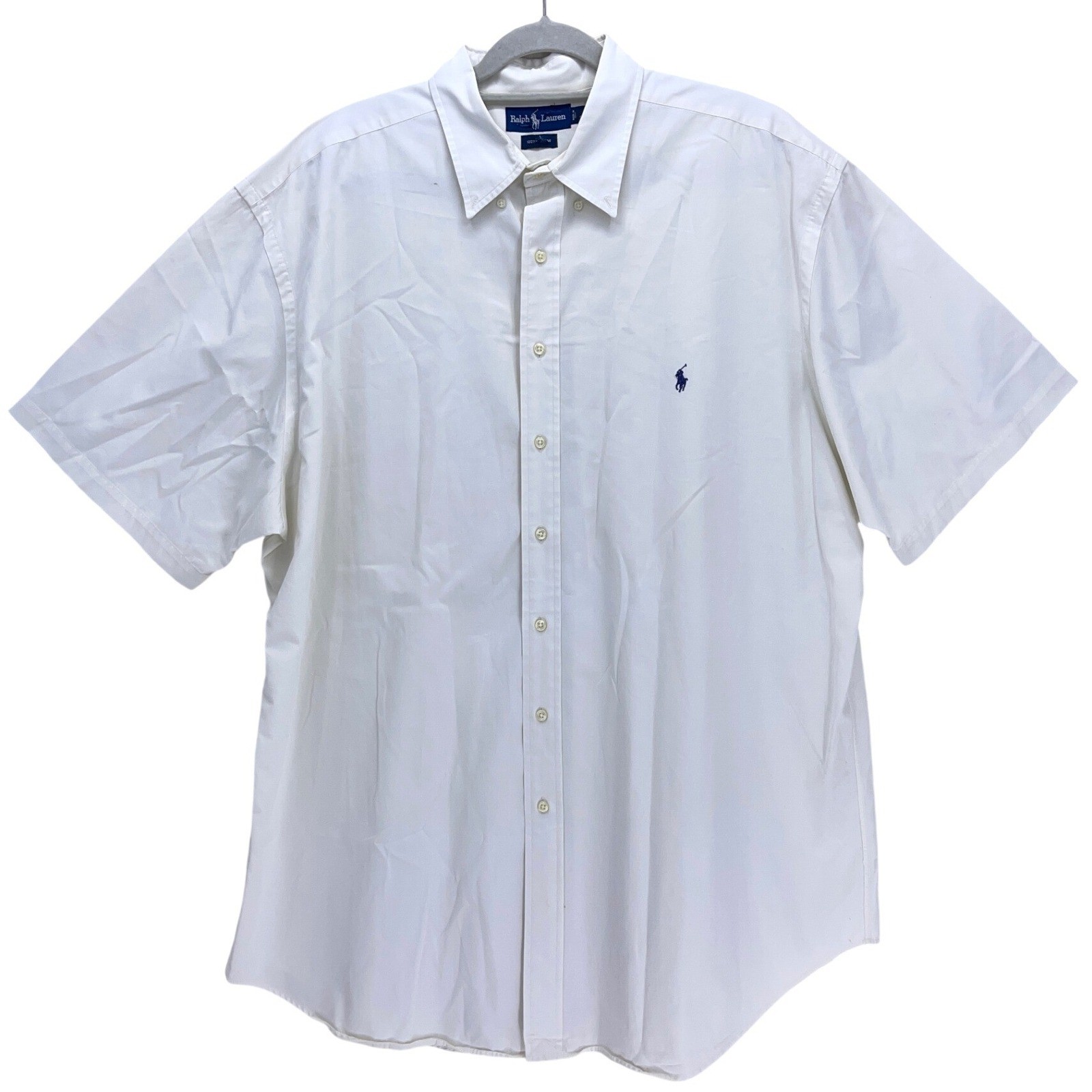 Ralph Lauren White Short Sleeve Button Down Shirt 2XLT Tall Embroidered Pony
