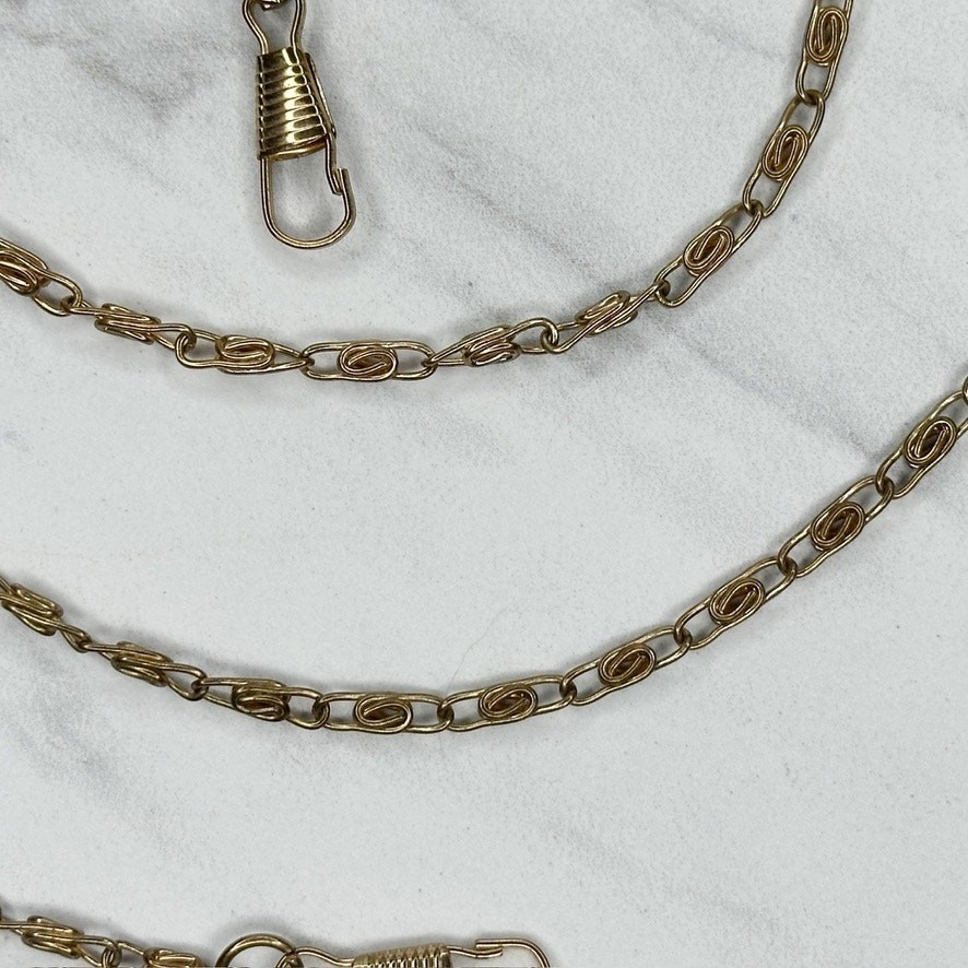 Skinny Gold Tone Swirl Chain Link Purse Handbag Replacement Strap 47″