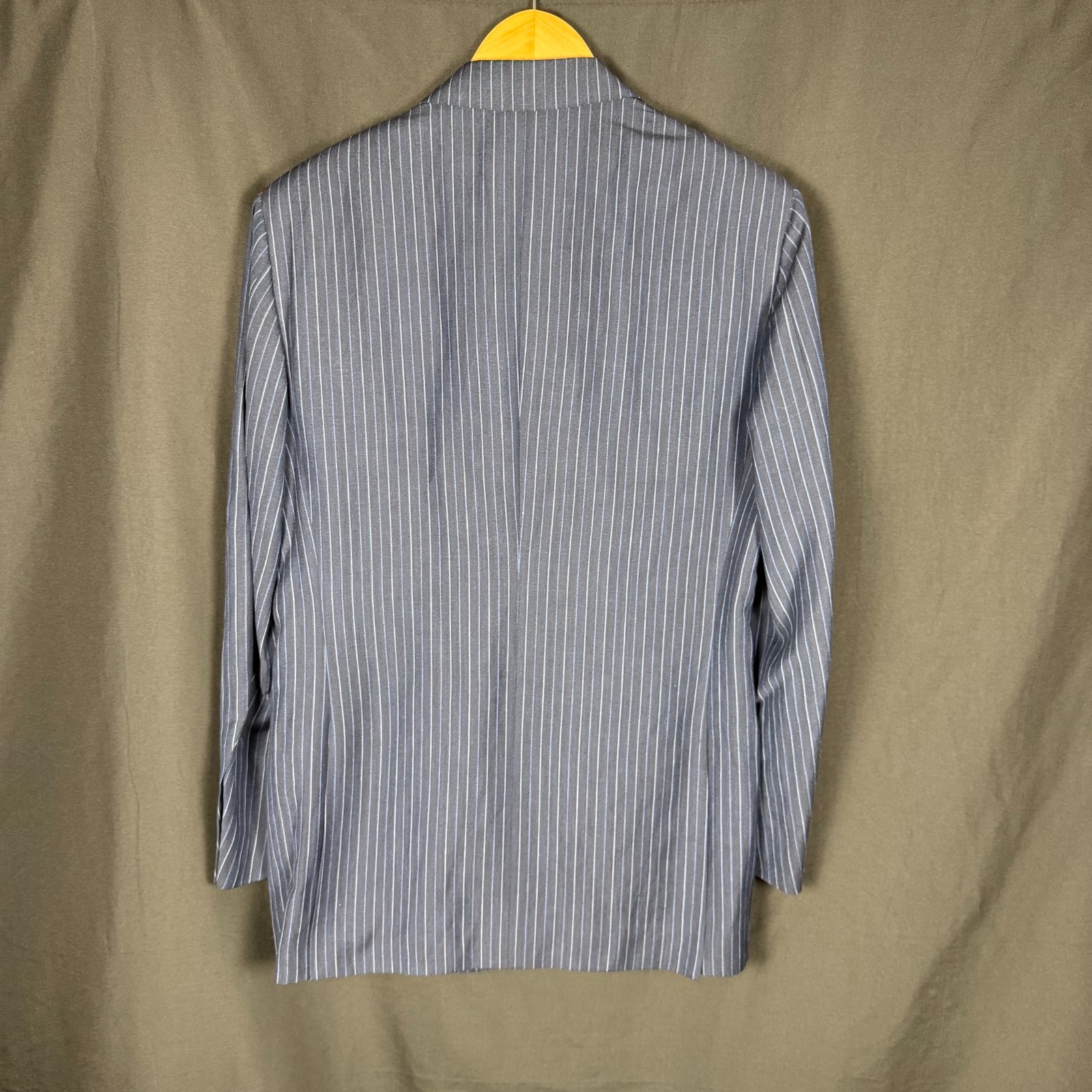 Faconnable Navy Pinstripe Wool Linen Blazer Sz 51 IT/41R Italy Summer