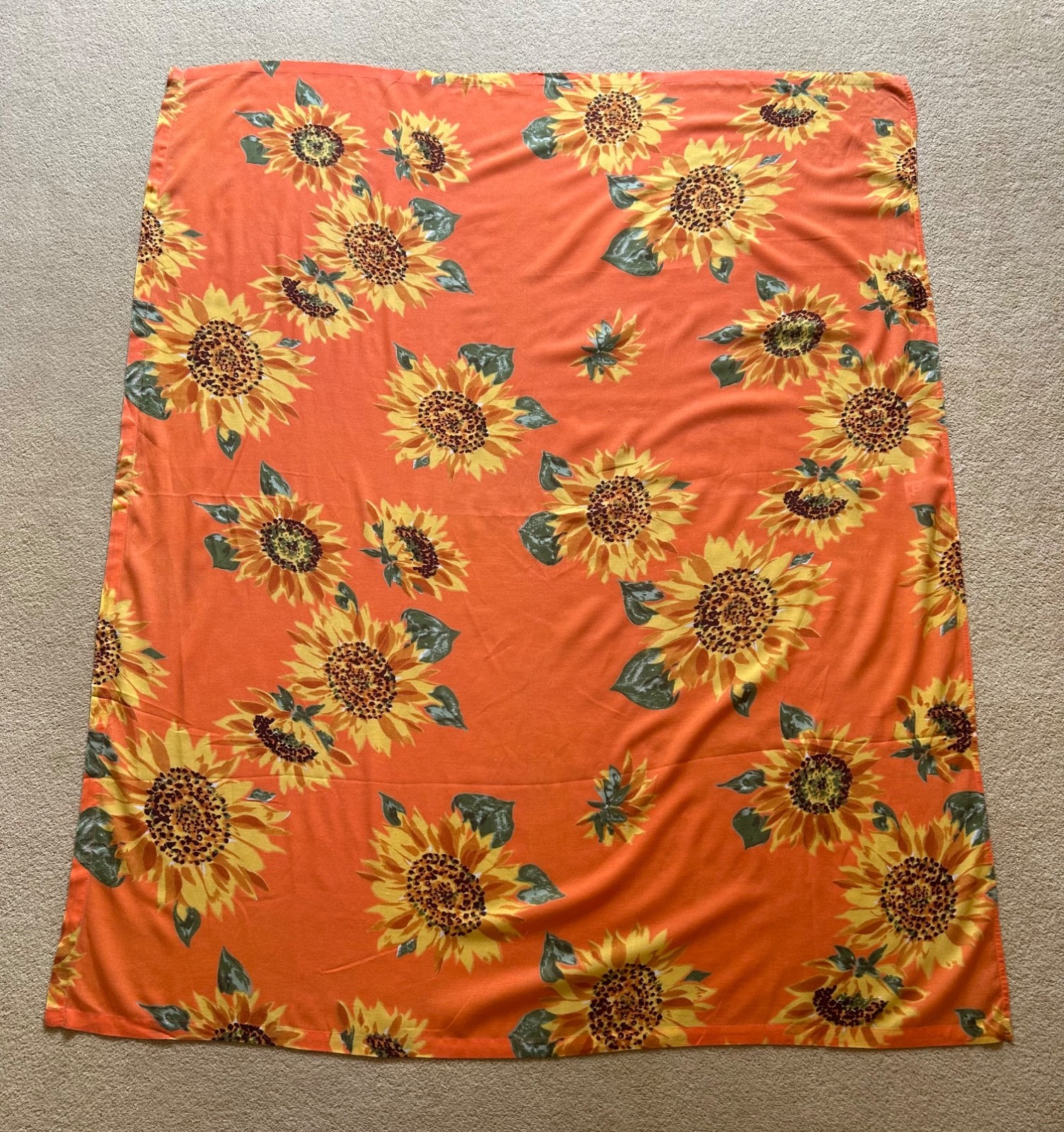 NEXT Stunning Vintage Sarong Beach Cover Up Orange Sunflower Pattern 132x 107cm