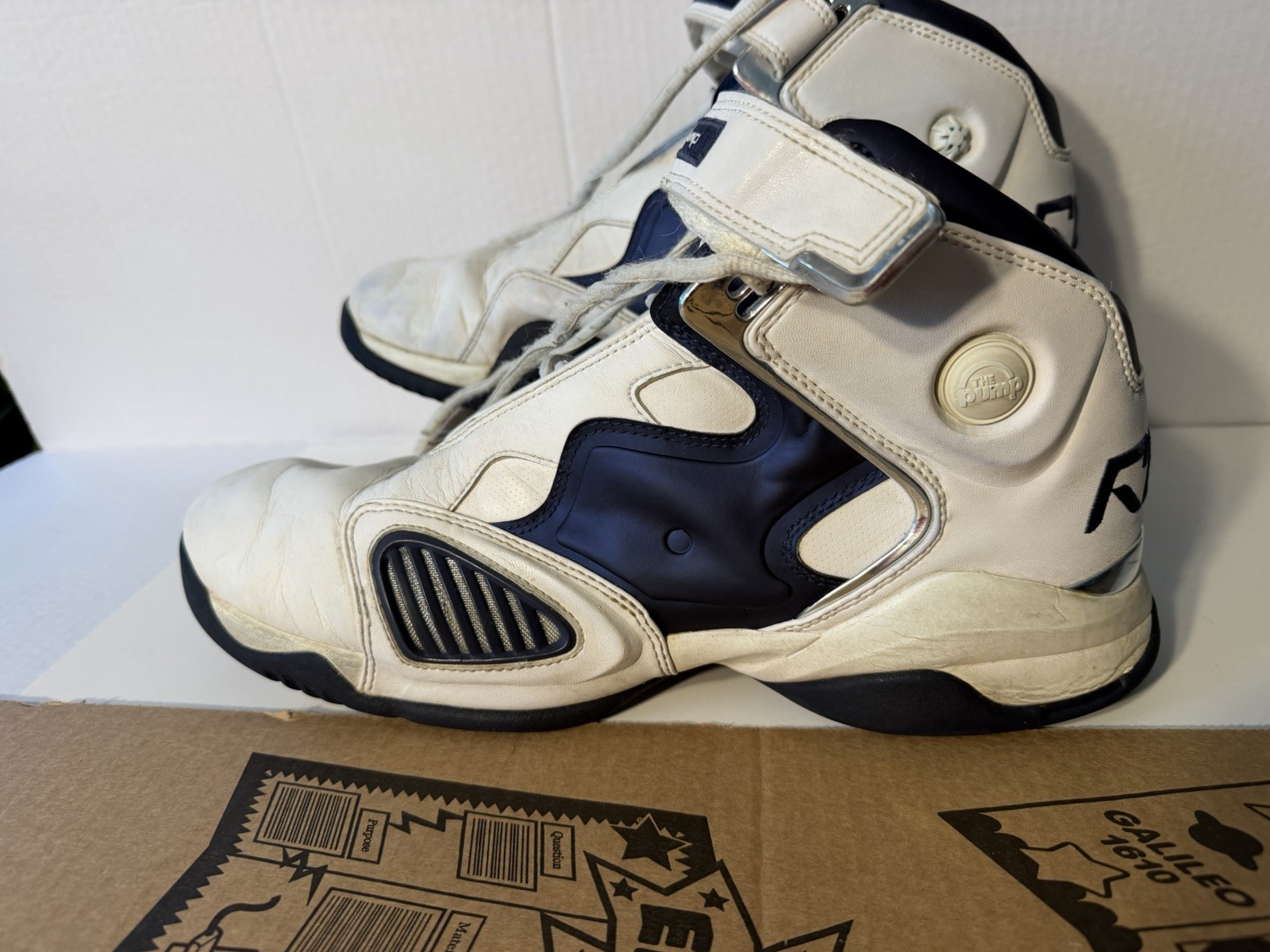 vintage pair of Reebok ATR The Pump basketball shoes,