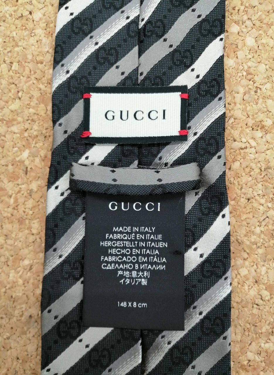 Gucci Tie Black X Beige 146cm Used