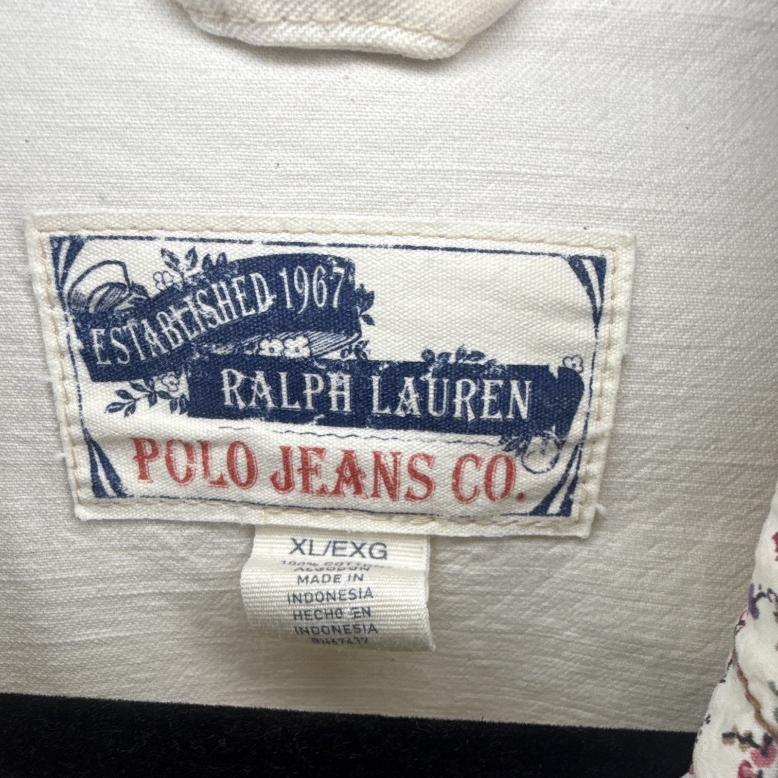 Ralph Lauren Polo Jean Co Women’s XL Cotton Denim Ivory Jacket fits like a Lrg
