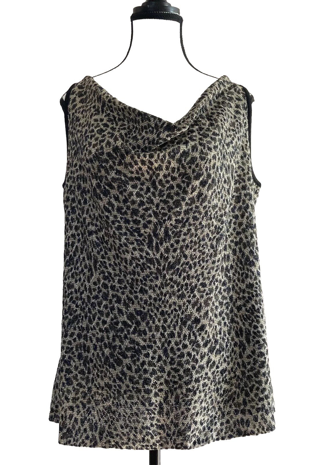 ST. JOHN Boutiques Animal Print Gold Metallic Knitted Tank Top Women’s Size M