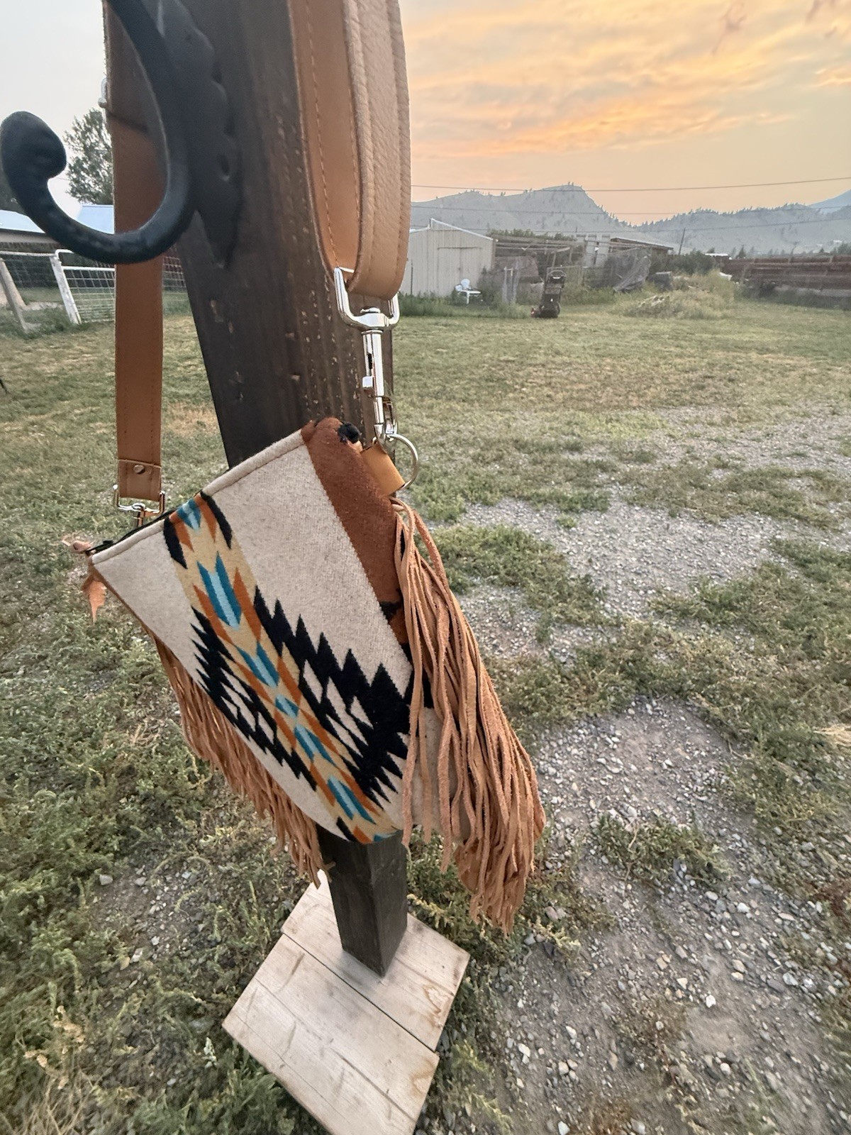 Mercy Grey Design Co Western P-Wool Geometric Fringe Crossbody/ Backpack custom